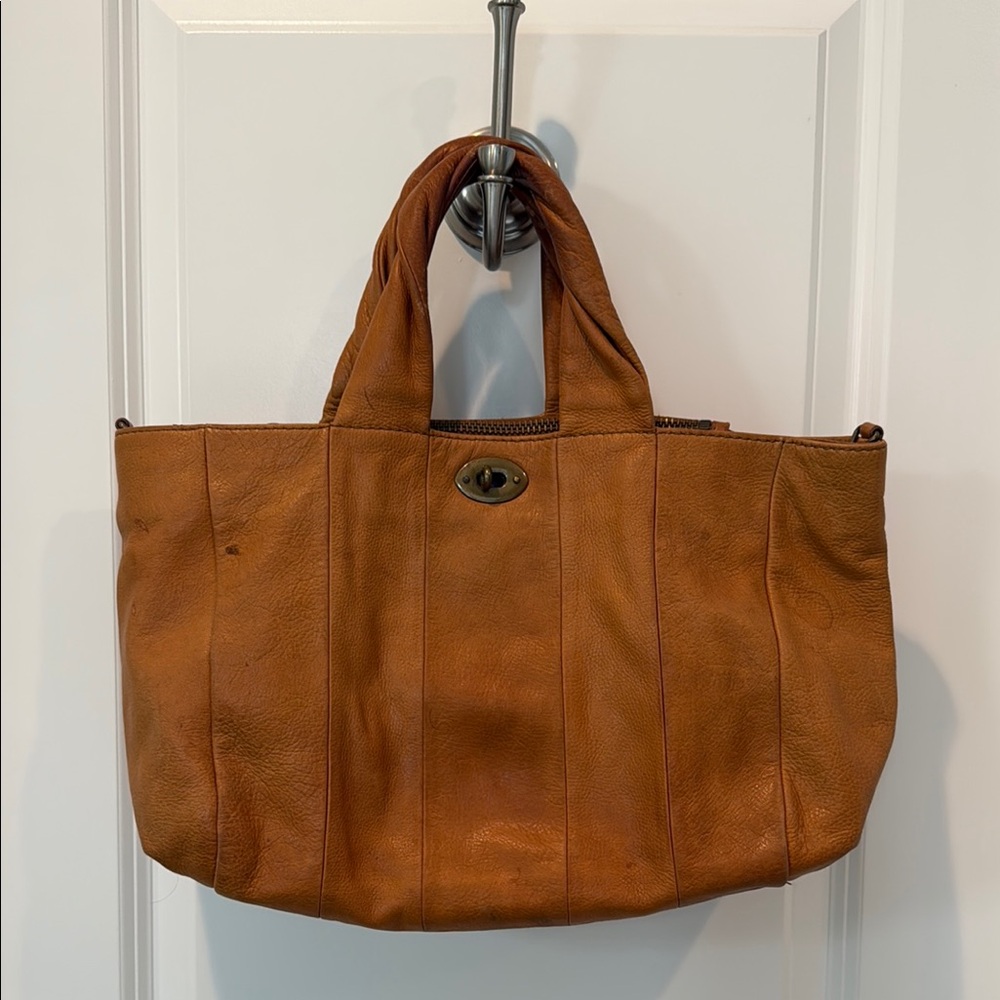 J. Crew Tan Minimalist Tote Bag with Double Handles